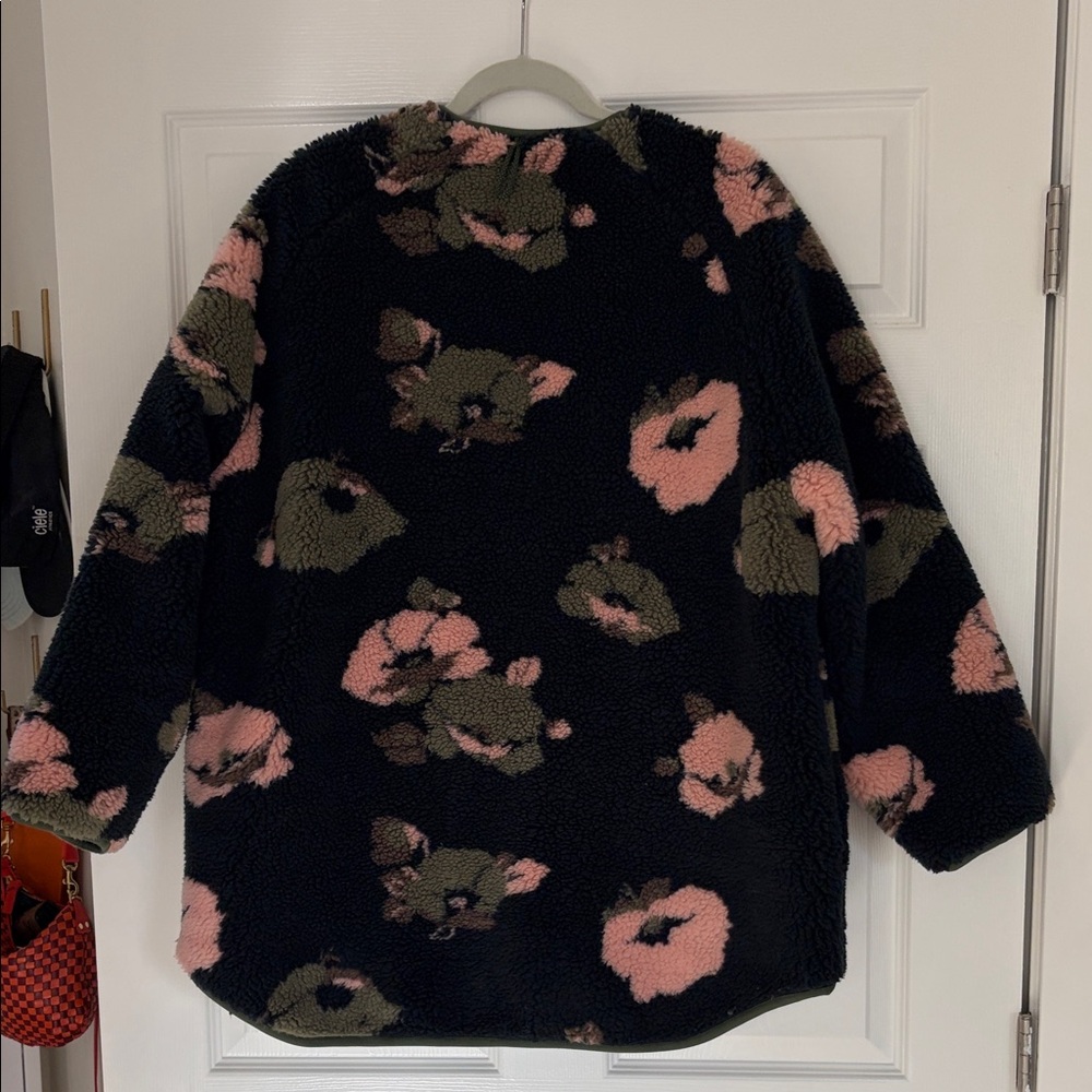 Bellerose Black Olive and Pink Floral Reversible Quilted Teddy Jacket - Picture 10 of 10
